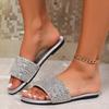 Мода 2024 года, летняя высококачественная женская обувь, модные женские пляжные тапочки с открытым носком, украшенные блестками и стразами, на низком каблуке в римском стиле