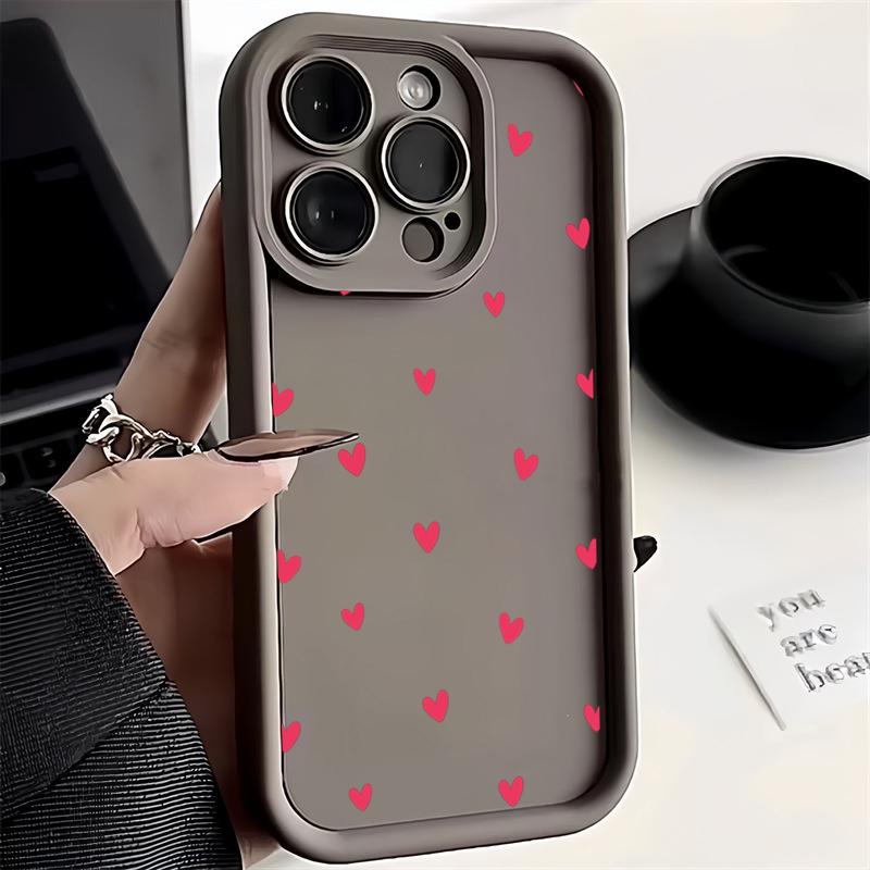 Black Love Heart Silicone Phone Case For iPhone 15 16 14 13 12 11 Pro Max 7 8 Plus XS X XR SE Shockproof Bumper Back Cases Cover