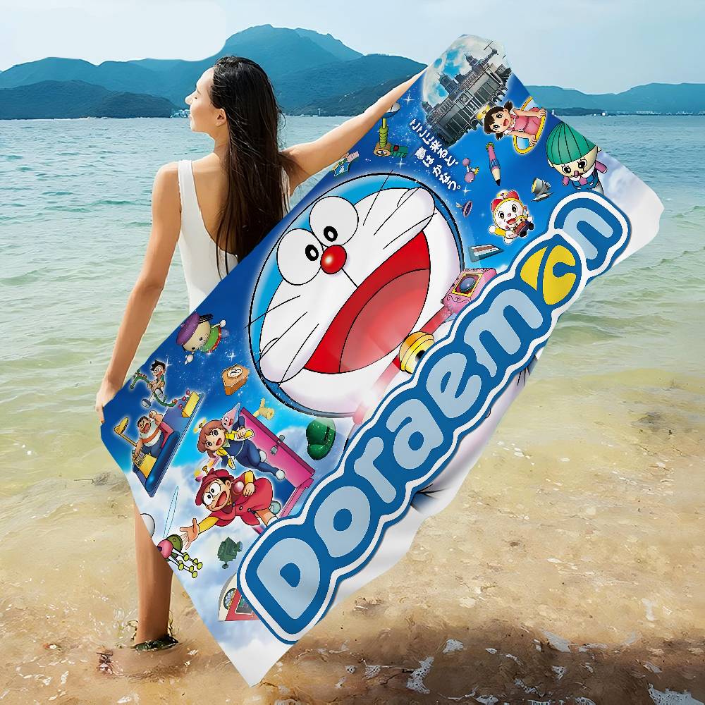 Cartoon D-Doraemon Microfiber Blanket Quick Drying Beach Towels Oversized Printing Super Absorbent Pool Towel Blanket