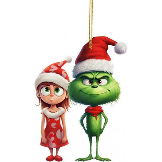 1/7Pcs Christmas Tree Ornaments Cartoon Green Elf Tree Hanging Decoration Acrylic Xmas Pendant for Holiday Car Window Wall Tree Decor