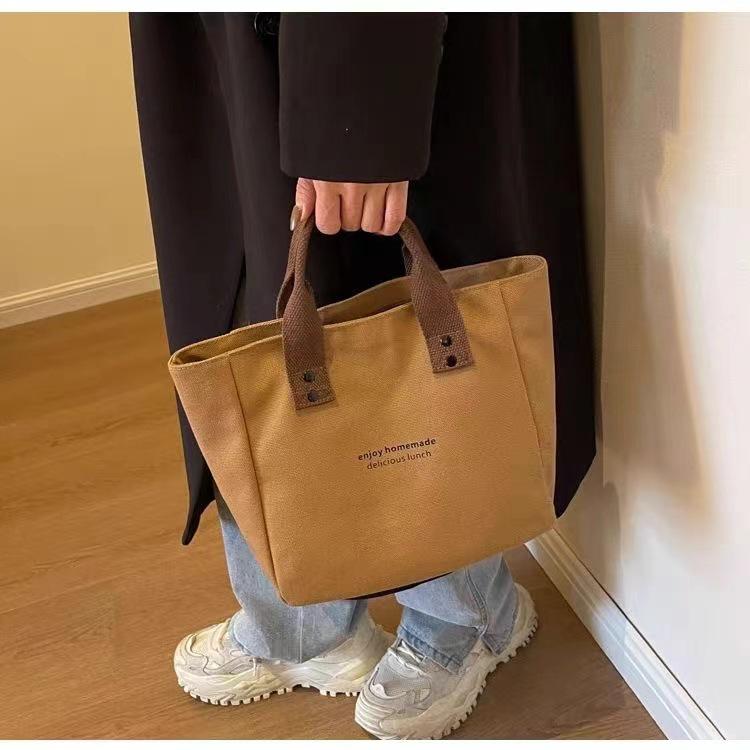 Минималистичная японская однотонная холщовая сумка-тоут и сумка-холодильник через плечо