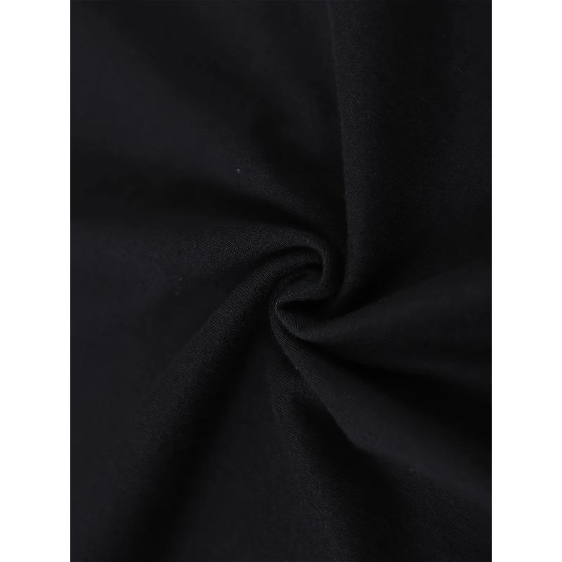 Womens Black White Daisy Print Tee Loose Round Neck Short Sleeve Smock Closure Breathable Soft Machine Washable Summer