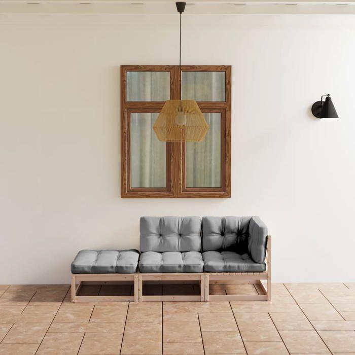 Maison Exclusive - Salon de jardin 3 pcs avec coussins Bois de pin massif