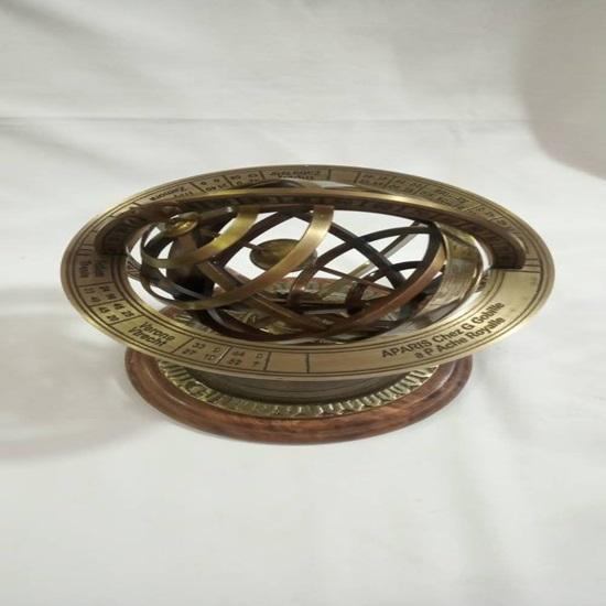 21cm Engraved Armillary Ball On Black Wooden Base Home Office Decor