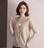 Hengyuanxiang Women's Worsted Wool V-Neck Cardigan Sweater