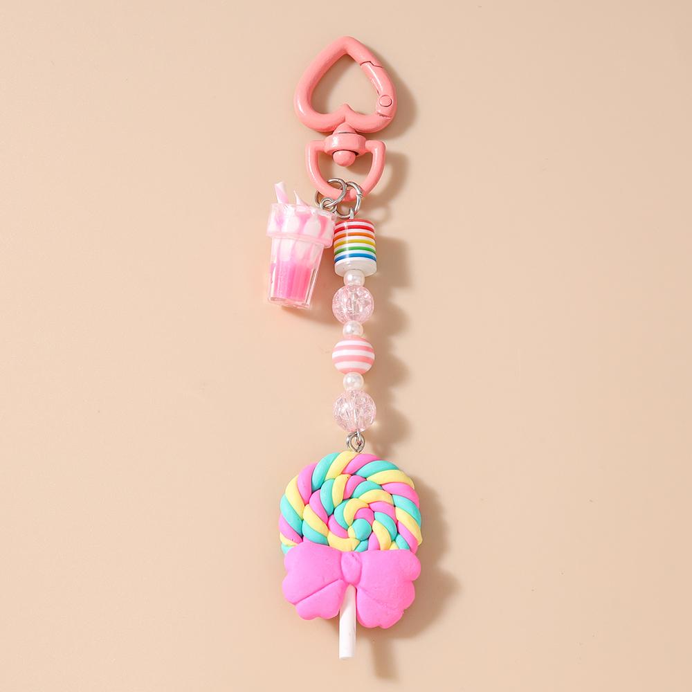 Милый Брелок-Леденец на Палочке из Смолы Женский Девичий Брелок-Кольцо с Подвесками Декор для Сумки DIY Брелок Детские Украшения Подарок