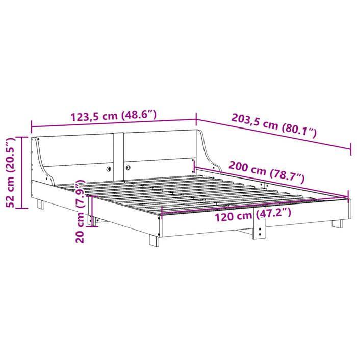 VidaXL Cadre de lit avec tête de lit blanc 120x200 cm bois pin massif, meuble de chambre, sommier, lit en bois, lit, lit 850732