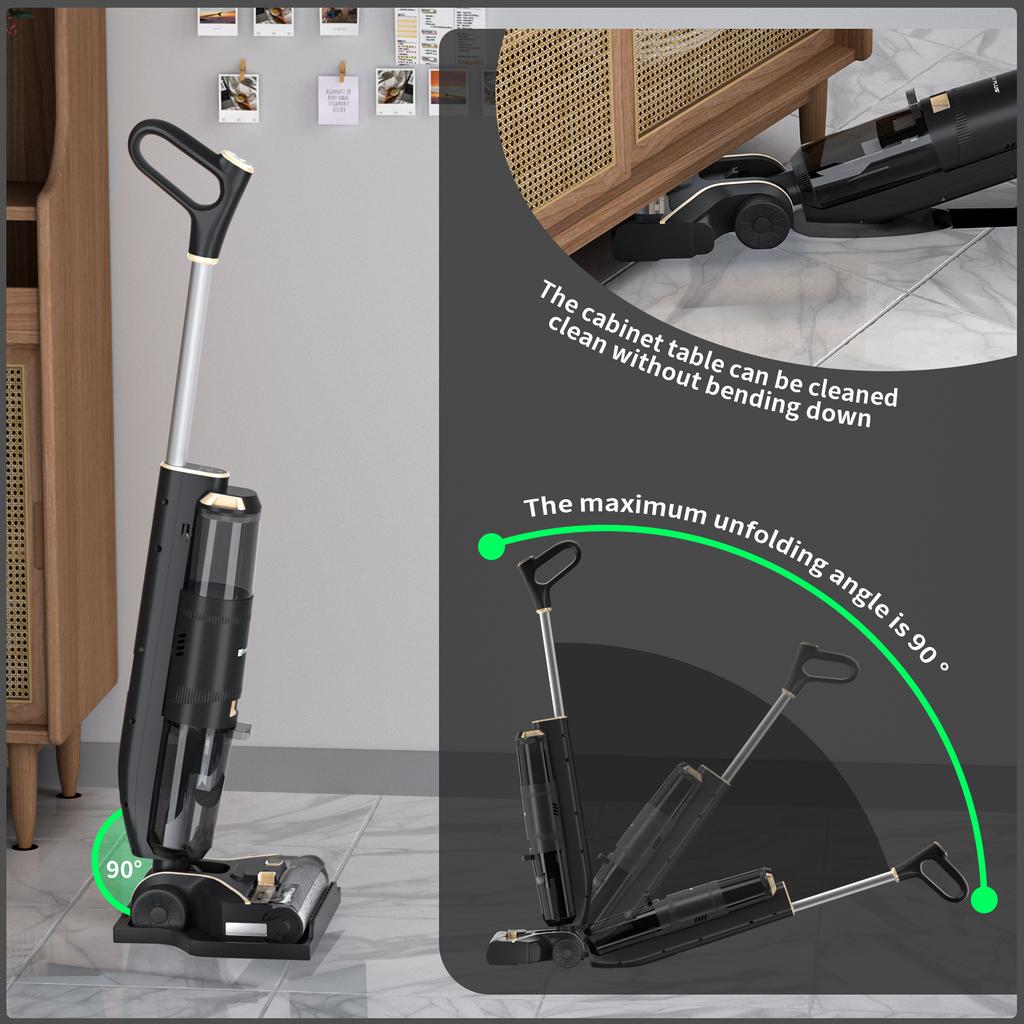 Бесщеточный беспроводной пылесос для сухой и влажной уборки, многорежимный пылесос для пола с функцией распыления, двухскоростной, с двумя баками большой емкости