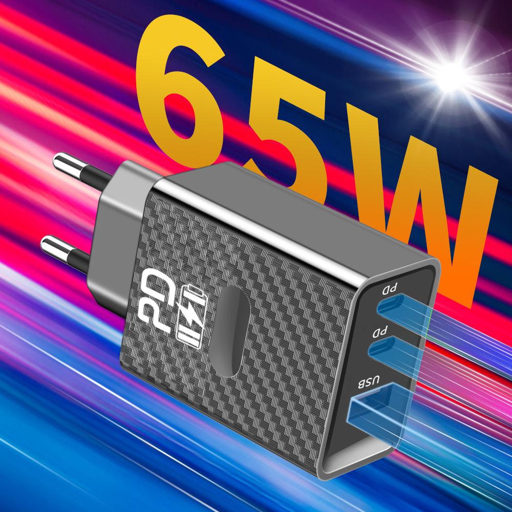 65 Вт быстрое зарядное устройство USB C PD быстрая зарядка QC3.0 Type C телефон зарядное устройство адаптер для iPhone Samsung Xiaomi мобильные телефоны настенные зарядные устройства
