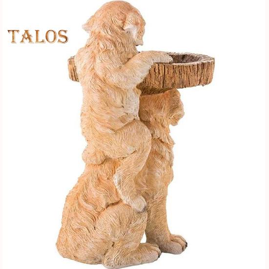 Garden Dog Sculpture Easy To Move Standing Bird Feeder Bird Bath Waterproof Mini Yard Statues Ornament for Lawn Garden Yard Decor