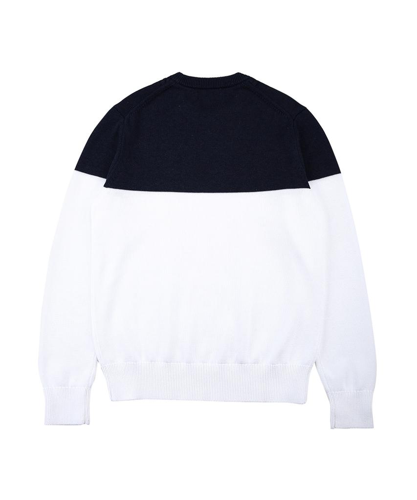 BROOKS BROTHERS Хлопковый свитер с цветовыми блоками, круглым вырезом и косами (военно-морской флот) (Bbwrmm8196Qes)