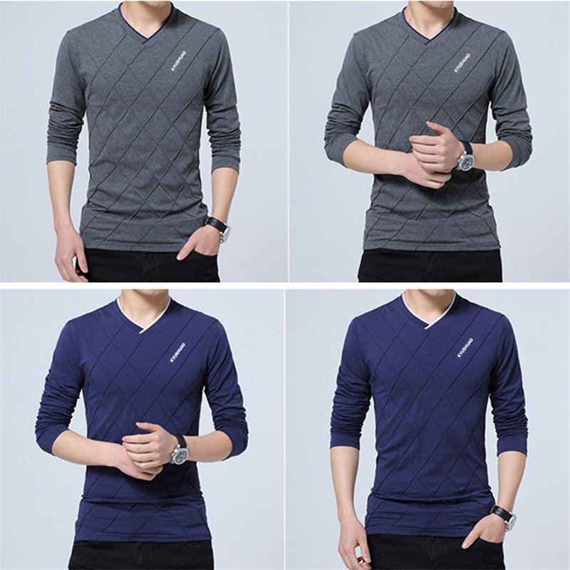 XMEN's Treasure Wonderful Fashion Мужская облегающая футболка на заказ с длинным рукавом Стильная роскошная футболка с v-образным вырезом для фитнеса Футболка