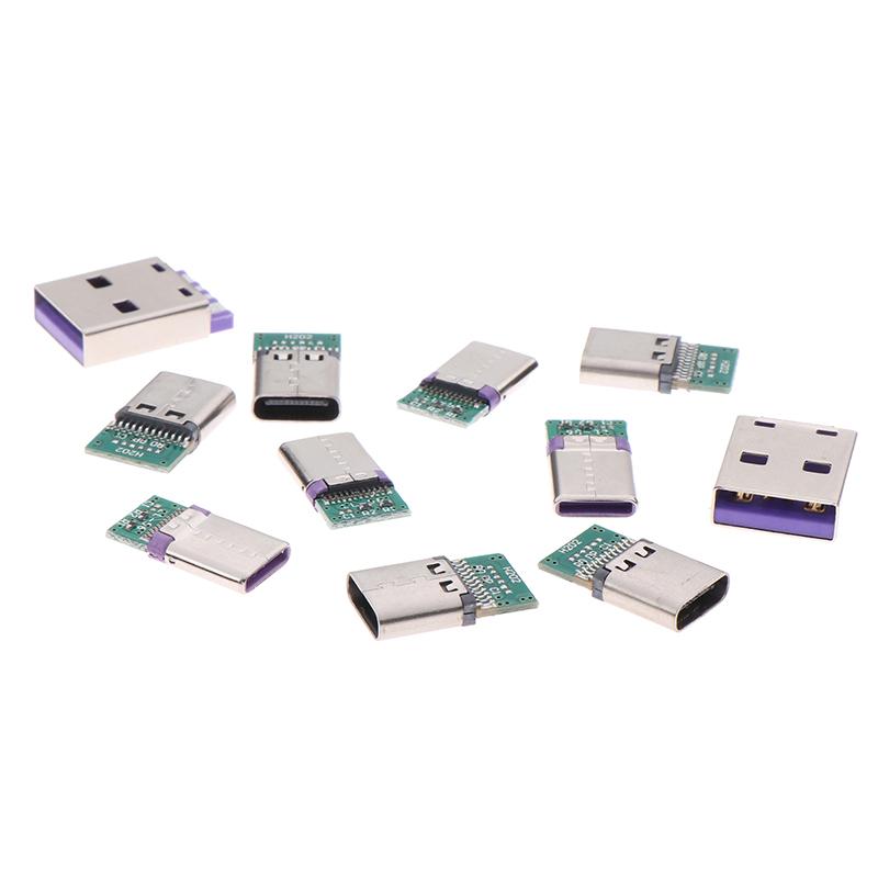 5 шт. разъем USB 3.1 типа C припой провода и кабель поддержка печатной платы