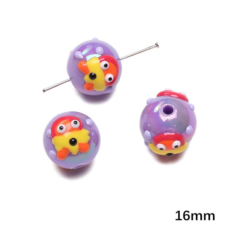 Handmade Beads Acrylic Double-sided Hand-painted Round Beads Graffiti Handmade Beads Diy Weaving Cell Phone Chain String Loose Beads Material