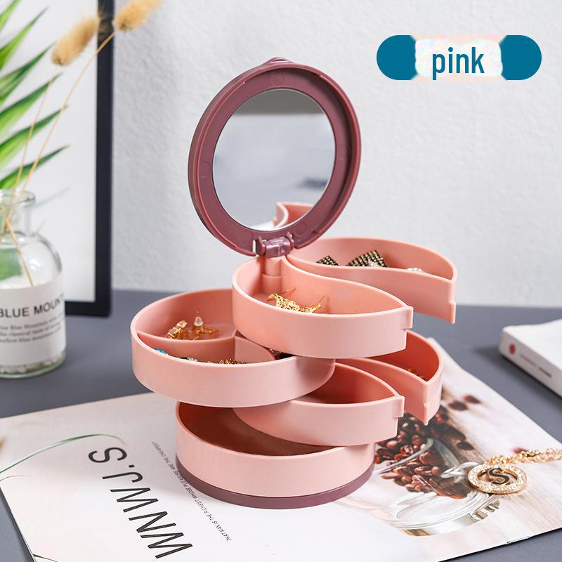 Многослойная вращающаяся шкатулка для ожерелий, сережек, колец и аксессуаров