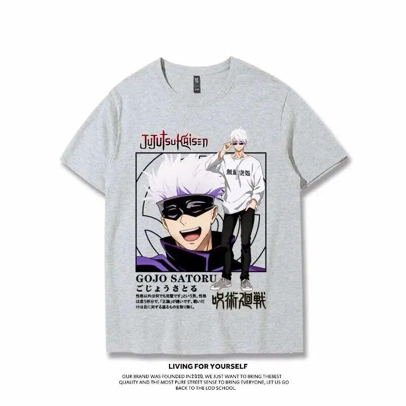 Японское аниме с короткими рукавами, уличная повседневная рубашка унисекс, футболка с принтом дзюдзюцу кайсен, хлопковая летняя футболка унисекс, футболка в стиле Харадзюку
