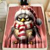 1PC Bird Wearing A Santa Hat Pattern Blanket Flannel Material Soft Warm for All Seasons,For Home Outdoor Camping Picnics RV