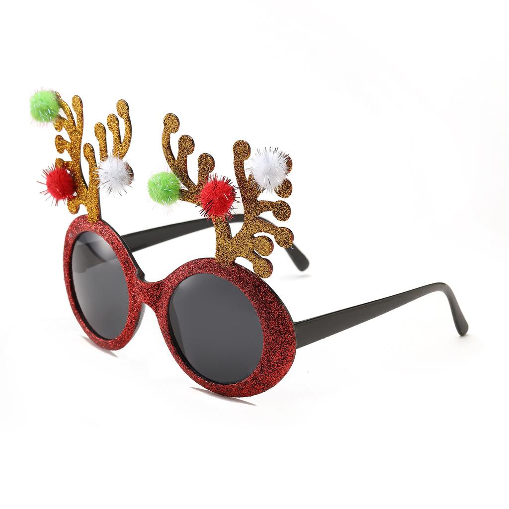Очки Sd Веселого Рождества Забавная личность Красные рога Солнцезащитные очки, Соответствующая одежда Рождественская елка