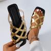 Large Size Sandals and Slippers Women's Fashion Retro Roman Sandals and Slippers Women's Woven Design Fish Mouth Sandals and Slippers Women