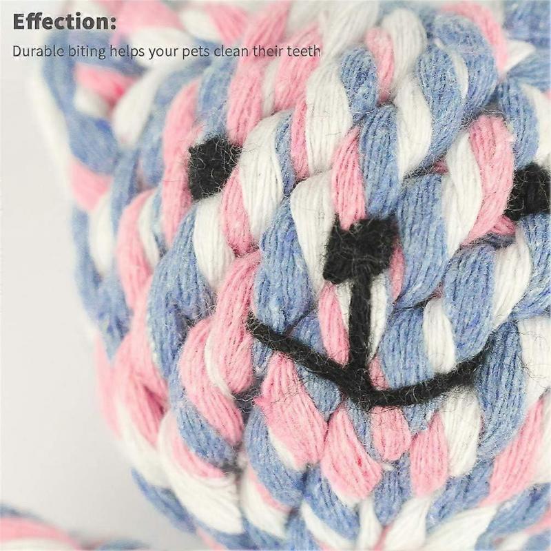 Puppy Boring Rope Toy, Cotton Natural Teeth Cleaning Chew Rope Dog Ball Knot Training Toy Puppy Toy (Bear)