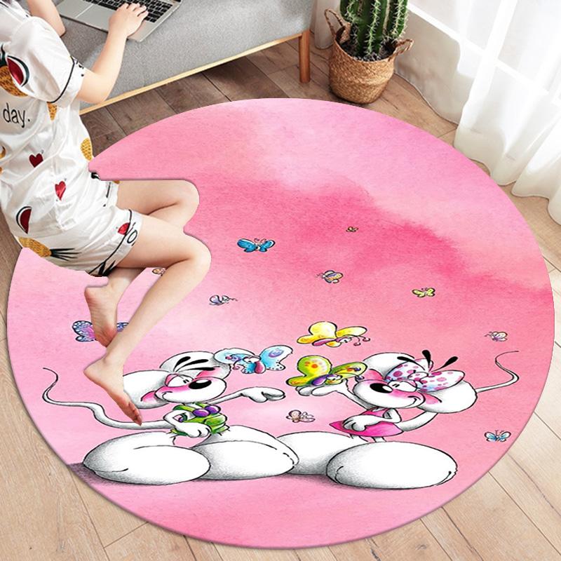 Diddl Round Area Rug,Carpet Rug for Living Room Bedroom Sofa Playroom Decor,Non-slip Floor Mat