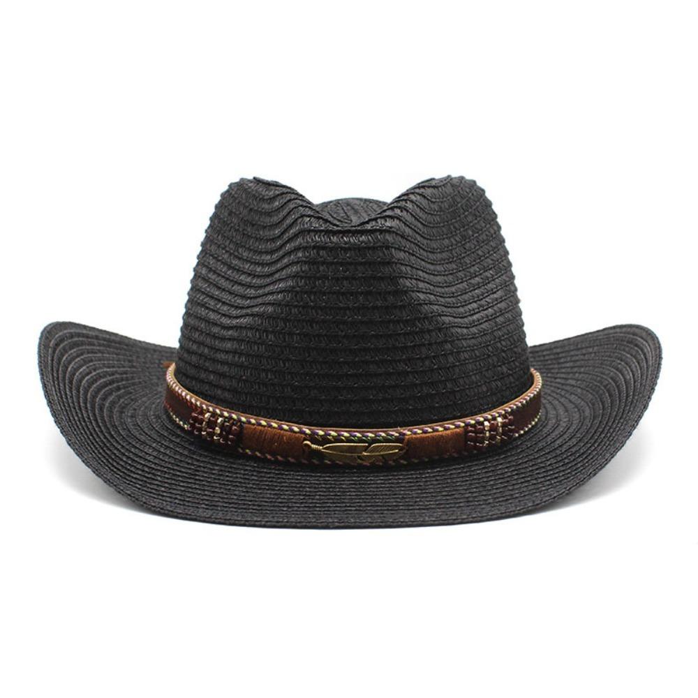 Summer Jazz Cap Fedoras Hats Sunscreen Straw Cowboy Hat Women Straw Cap Sun Hat Men Cowboy Hat