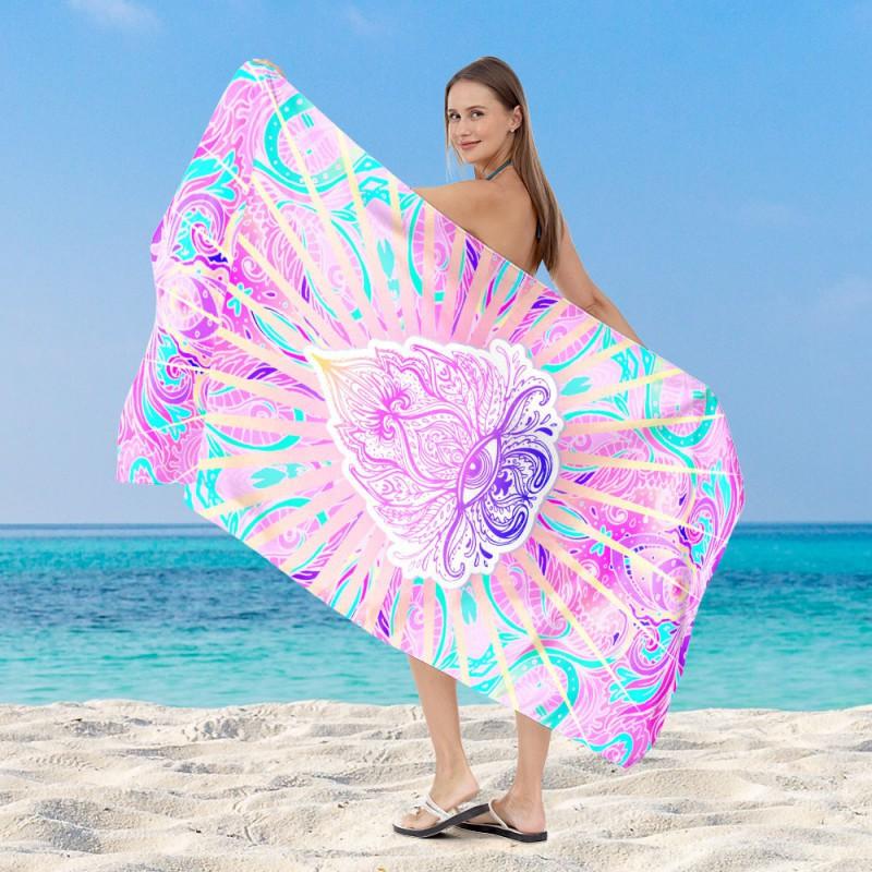 Quick Dry Beach Towel Adults Double Sided Plush Digital Print Sun Protection Cover Up Swim Bath Large Size Customizable