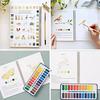 Yousheng Watercolor Workbook 24 Colors Watercolor Painting Set with Brushes Spiral-Bound Water Coloring Book Art Craft Gifts for Beginners