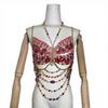 Handmade Elegant Pearls Beaded Tassels Halter Neck Crop Top for Women Body Jewelry Bra Chest Chain for Parties and Festivals