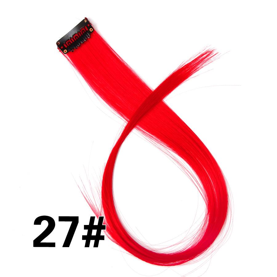 Clip In One Pieces Hair Extensions Straight Ombre Purple Blue Pink Extension Hair Women Synthetic False Fake Hair