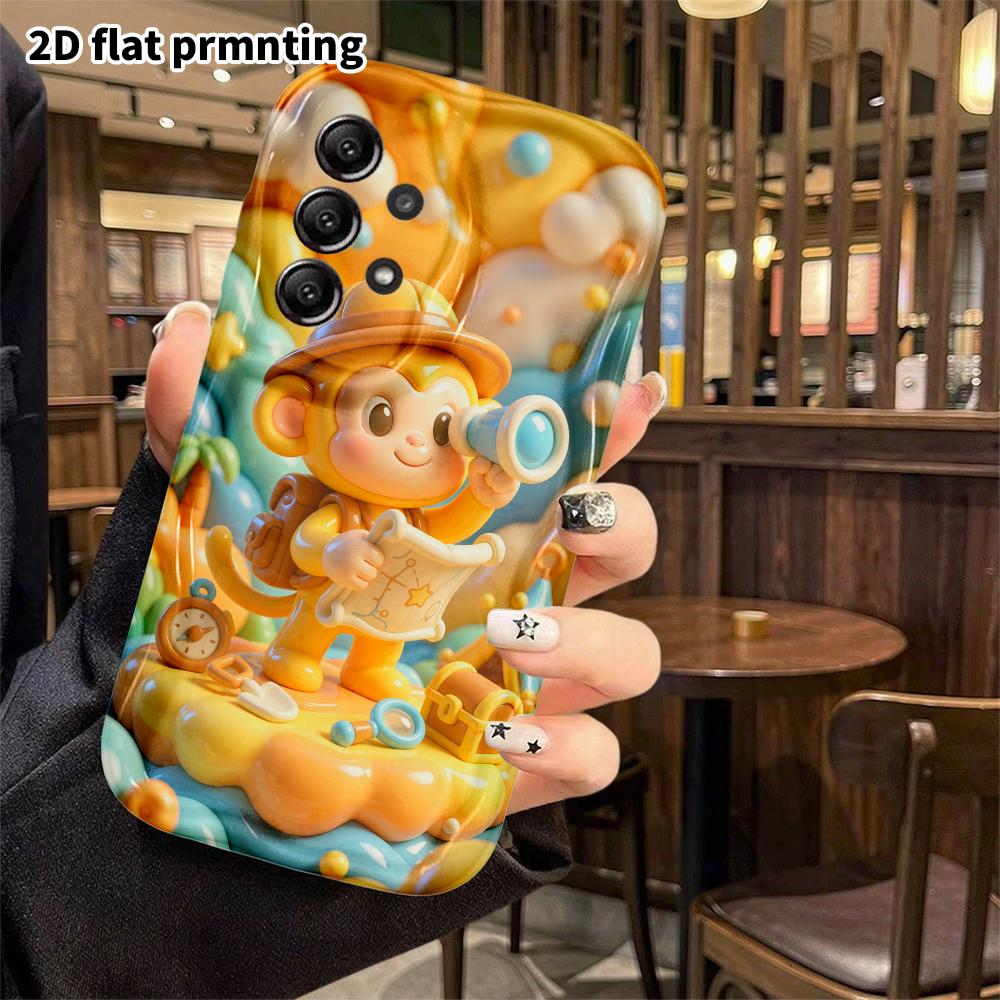 Phone case: 2D flat, suitable for Samsung Galaxy A34 A35 M05 M06 S20 S22 S21 FE Plus 5G protective case, adventure little monkey, perfect Christmas an