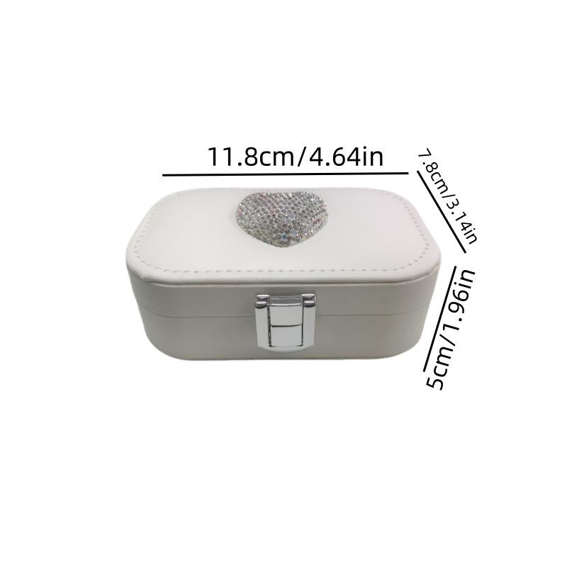 Elegant Heart-Shaped Rhinestone Jewelry Box for Earrings, Rings, and Necklaces