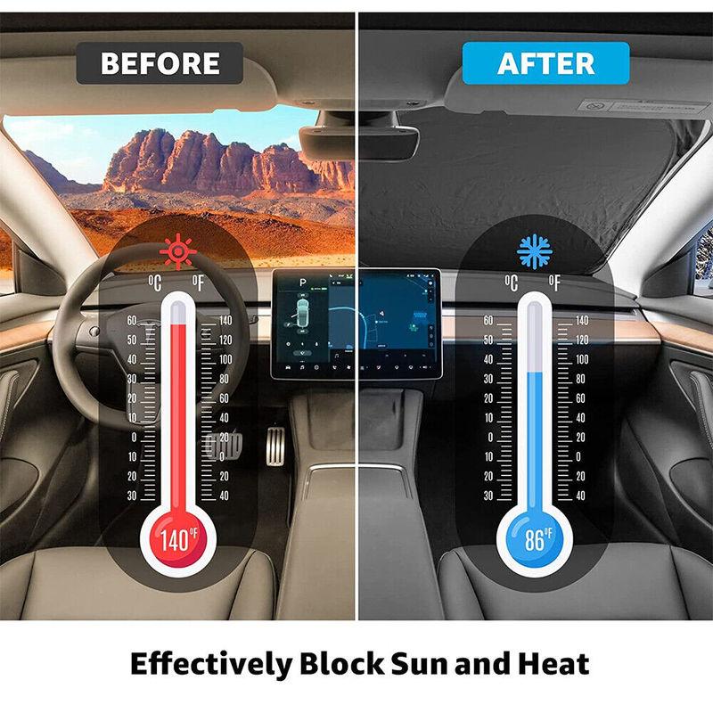 Windshield Sunshade for Tesla Model Y 3 2017-2025 2026 Folding Front Window Sun Shade Cover Heat Protection Visor Accessories