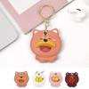 2Pcs Bear Fruit Animal Key Ring Cartoon Access Card Cover Case Protection PU Leather Cover  Students