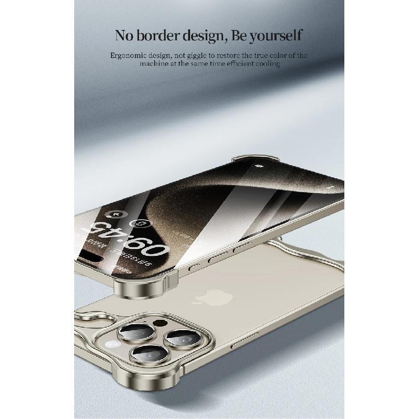 Безрамочный чехол из алюминиевого сплава для iPhone 13 14 15 16 Pro Max Защитная пленка для объектива Покрытие с открытым металлом Ударопрочные угловые накладки