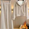 Women's Fleece-Lined Casual Sportswear Set - Hooded Sweatshirt & Wide-Leg Pants, Autumn/Winter 2025 Collection.