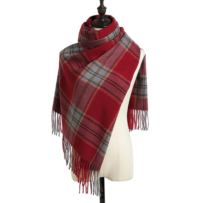 Knitted scarf women's British warm imitation cashmere shawl plaid scarf 2025 autumn and winter new