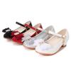 2024 Sweet Girls Party Shoes Elegant Bowknot Kids Princess Glossy PU Leather Shoes for Wedding Party Fashion Children High Heels