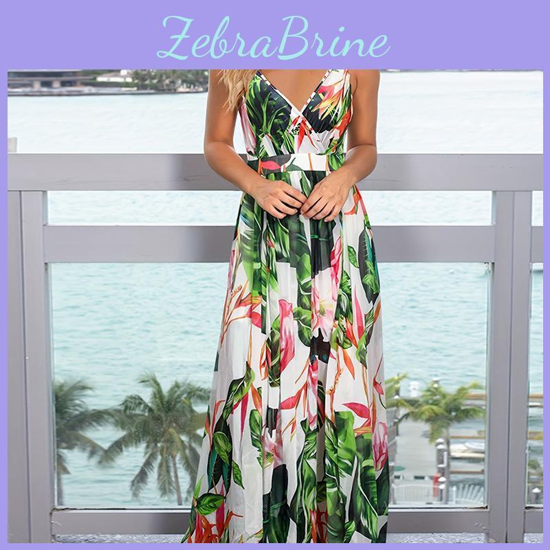 Bohemian Women Holiday Summer Beach Style Backless Strap One Piece Dress