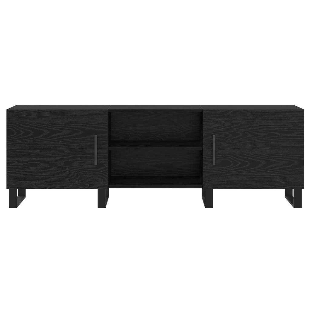 TV Cabinet in Black Oak Look 150 x 30 x 50 cm Particleboard