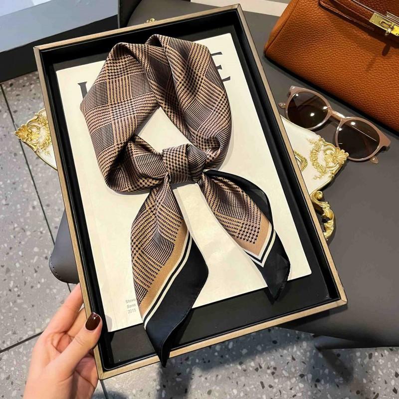 70cm Square Silk-Like Scarf Women Lightweight Fashion Accessory Office Chic Neck Wrap Stylish Print Design