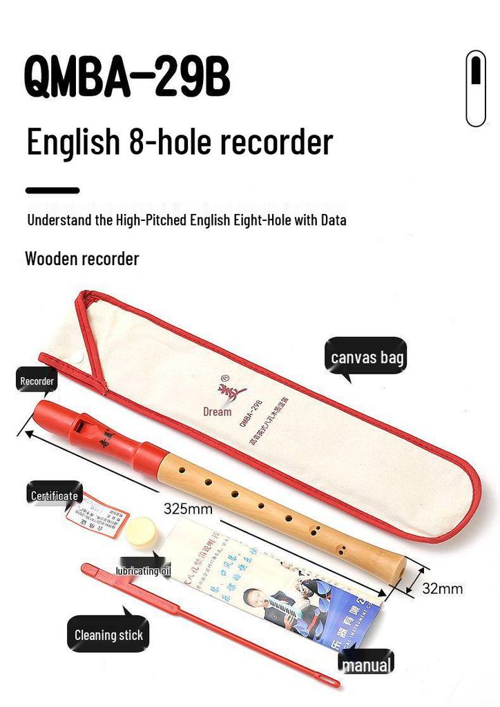 Chime Soprano Recorder: Half-Wood, Six/Eight-Hole, German/English Fingering, for Adults & Children.