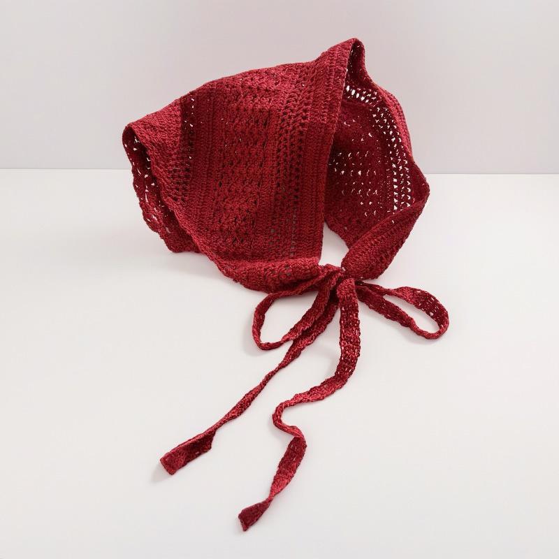 Retro Hollow Knitted Headscarf Lace-Up Triangle Turban Fashion Belt Accessories