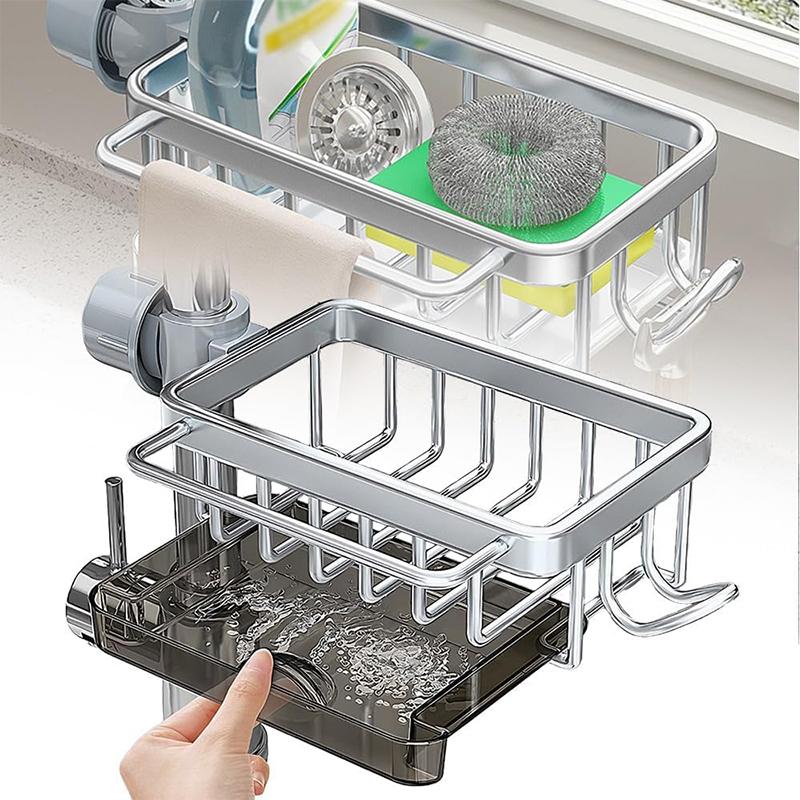 Кухонная раковина из нержавеющей стали, сушилка для губки, держатель для крана, вешалка для полотенец, полка-органайзер, кухонные принадлежности, держатель для слива раковины