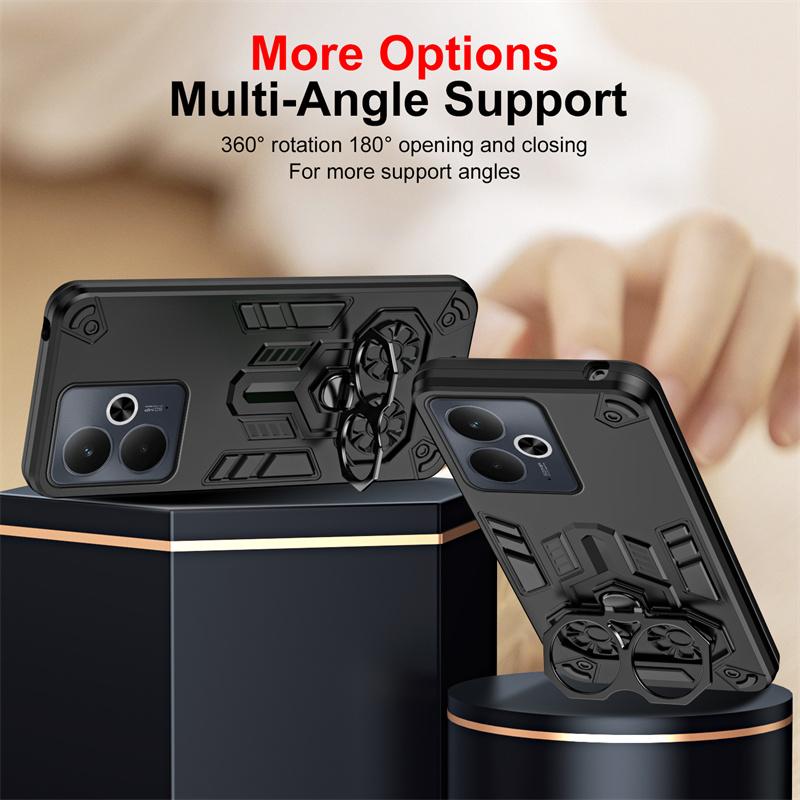 Военный бронированный чехол для OPPO Realme 14T 5G Защитная крышка 360° Кольцо Магнитный держатель Панель Coque Fundas 2 В 1 Задняя крышка