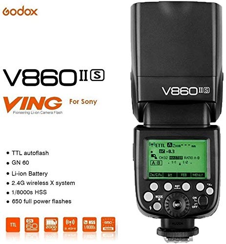 GODOX V860IIS Camera Flash with Lithium Battery for Sony DSLR Cameras GN60 2.4G TTL Auto Flash 1/8000s High Speed Sync [Used]