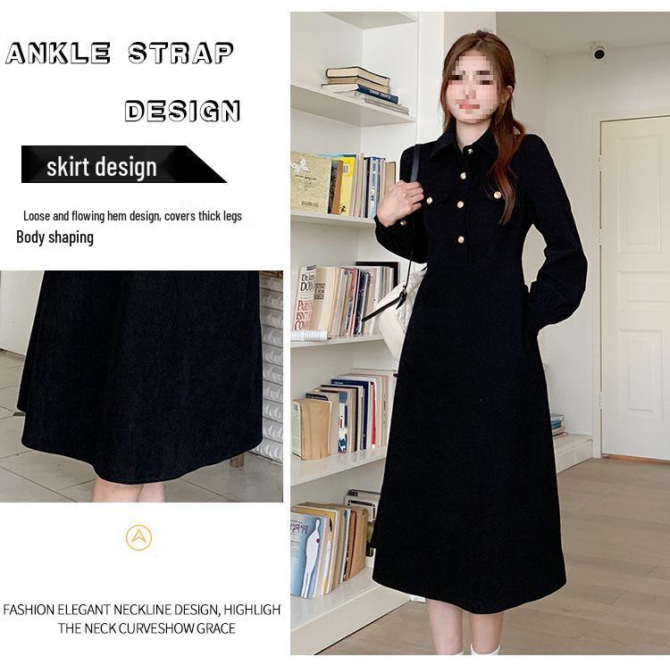 Утепленное вельветовое платье в стиле Хепберн с длинным рукавом | Большой осенне-зимний перерыв на кофе