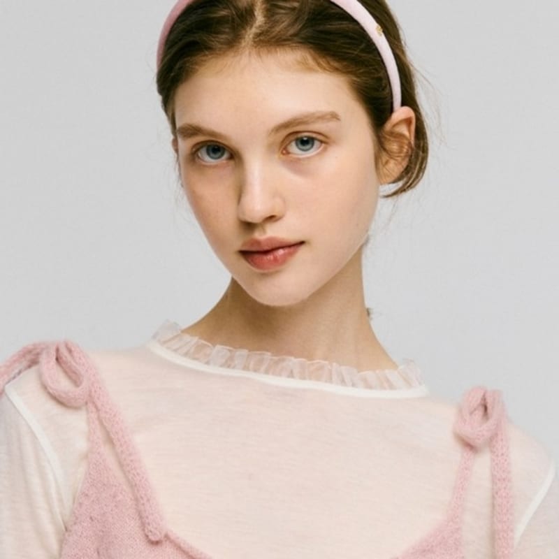 Бархатная повязка для волос DEPOUND dp logo - розовая