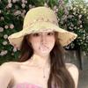 Women's seaside bucket hat vacation beach sun hat face cover sun hat sun hat foldable straw hat color