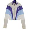 Retro Sports Patchwork Logo Letter Pattern Printed Slim Fit Long Sleeve Stand Collar Jacket Women Jackets Beige 626705-68